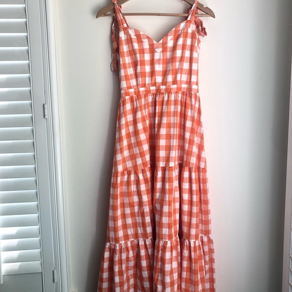 Color Me Courtney Dresses & Skirts - Color Me Courtney Size 4 Orange White Gingham Beau Maxi Dress